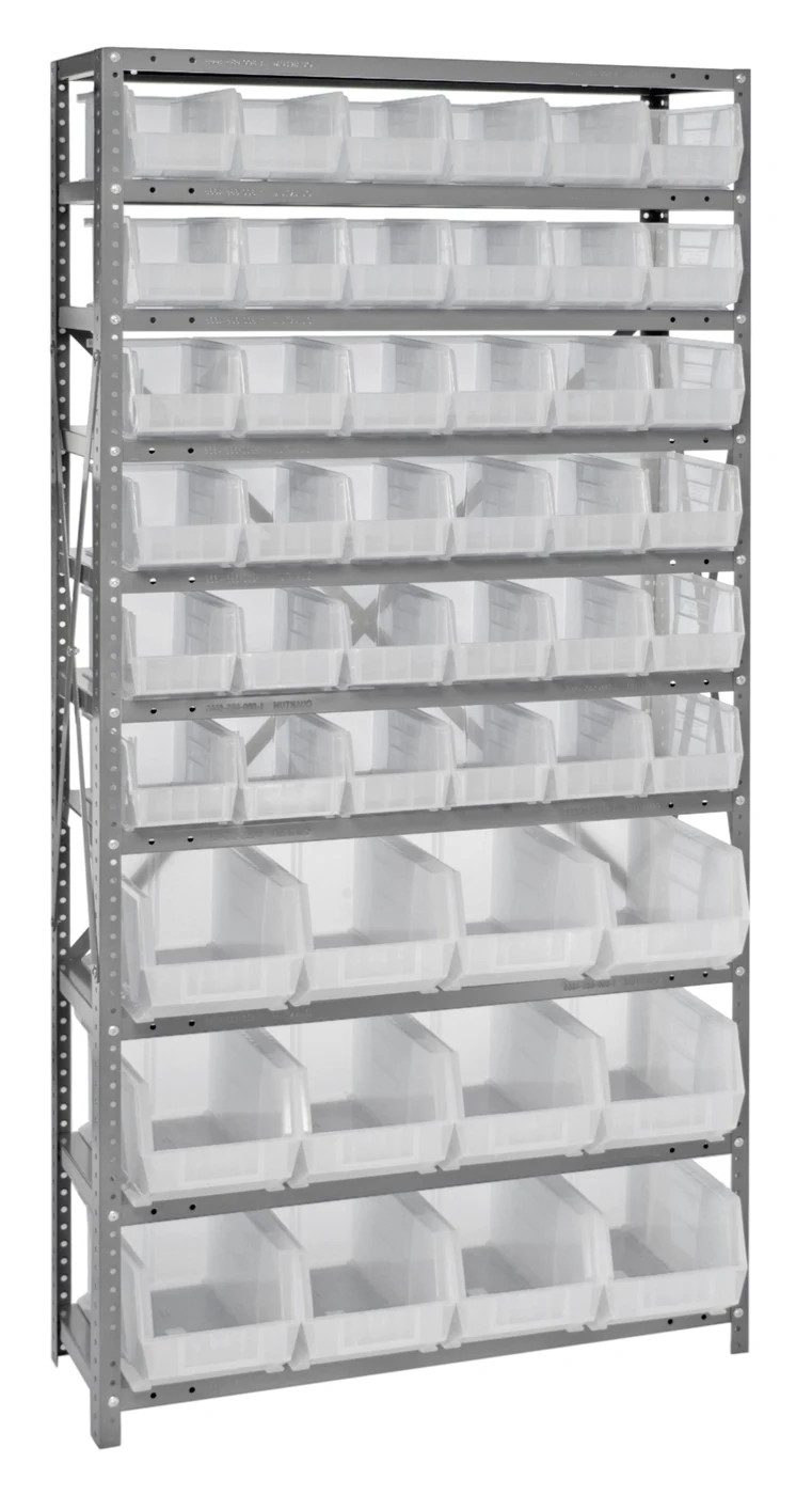 Quantum QSBU-230240CL Shelving Unit, 12"D x 36"L x 75"H, 400 lb capacity, Gray