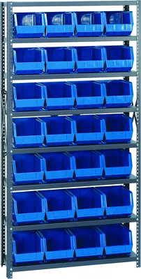 Quantum QSBU-239BL Shelving Unit, 12"D x 36"L x 75"H, 400 lb capacity, Gray