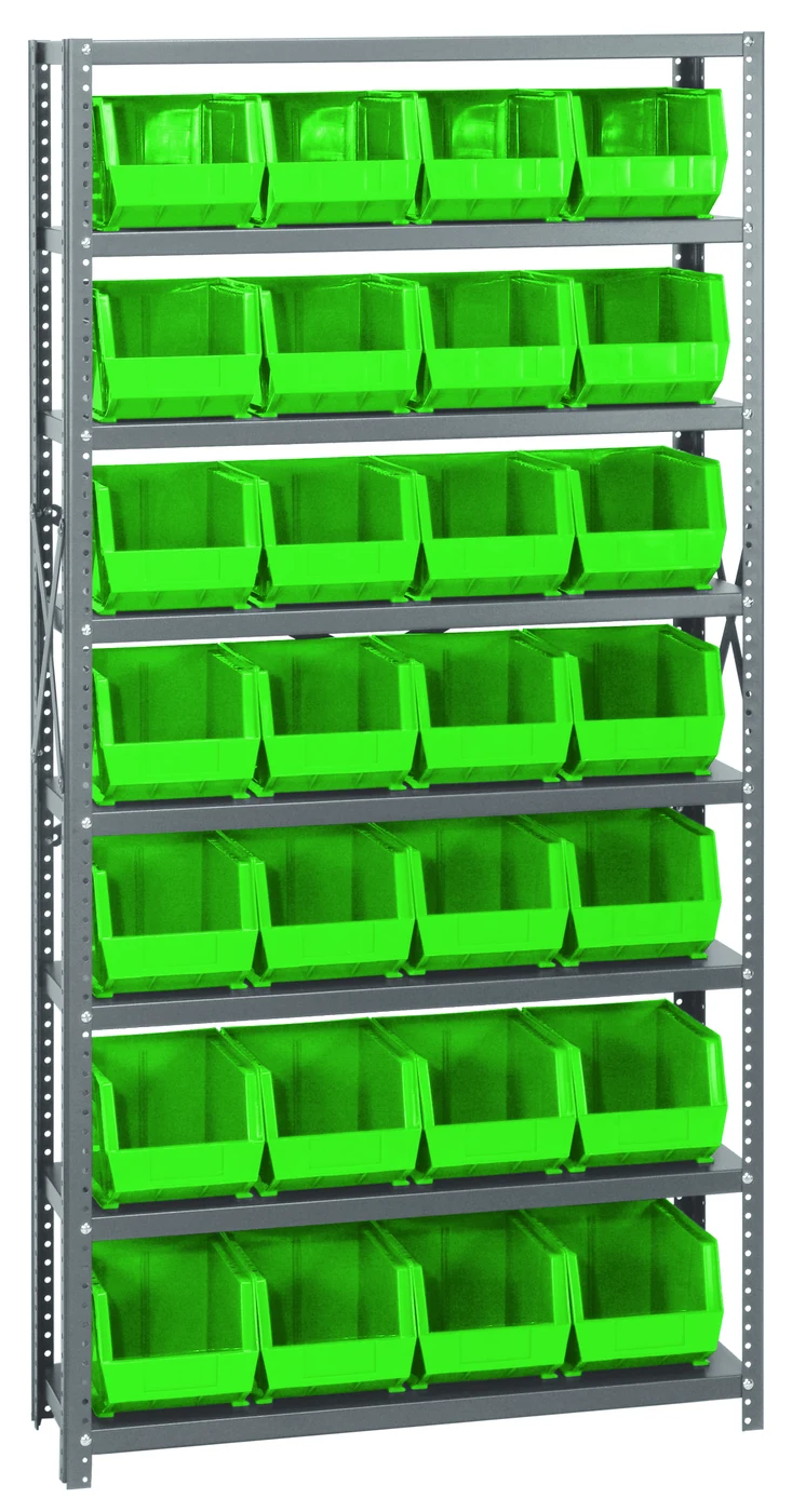 Quantum QSBU-239GN Shelving Unit, 12"D x 36"L x 75"H, 400 lb capacity, Gray