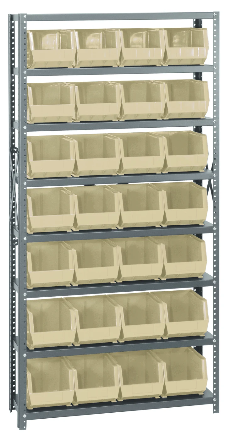 Quantum QSBU-239IV Shelving Unit, 12"D x 36"L x 75"H, 400 lb capacity, Gray