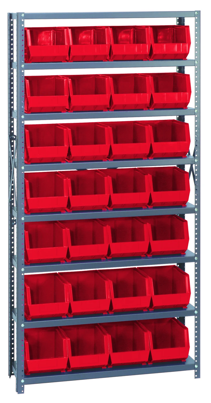 Quantum QSBU-239RD Shelving Unit, 12"D x 36"L x 75"H, 400 lb capacity, Gray