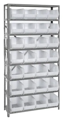 Quantum QSBU-239CL Shelving Unit, 12"D x 36"L x 75"H, 400 lb capacity, Gray