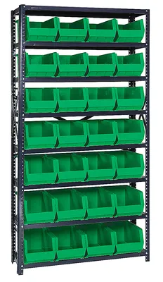 Quantum QSBU-18-240GN Shelving Unit, 18"D x 36"W x 75"H, 400 lb capacity, Gray