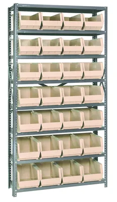 Quantum QSBU-18-240IV Shelving Unit, 18"D x 36"W x 75"H, 400 lb capacity, Gray
