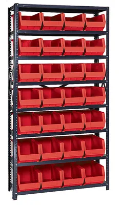 Quantum QSBU-18-240RD Shelving Unit, 18"D x 36"W x 75"H, 400 lb capacity, Gray