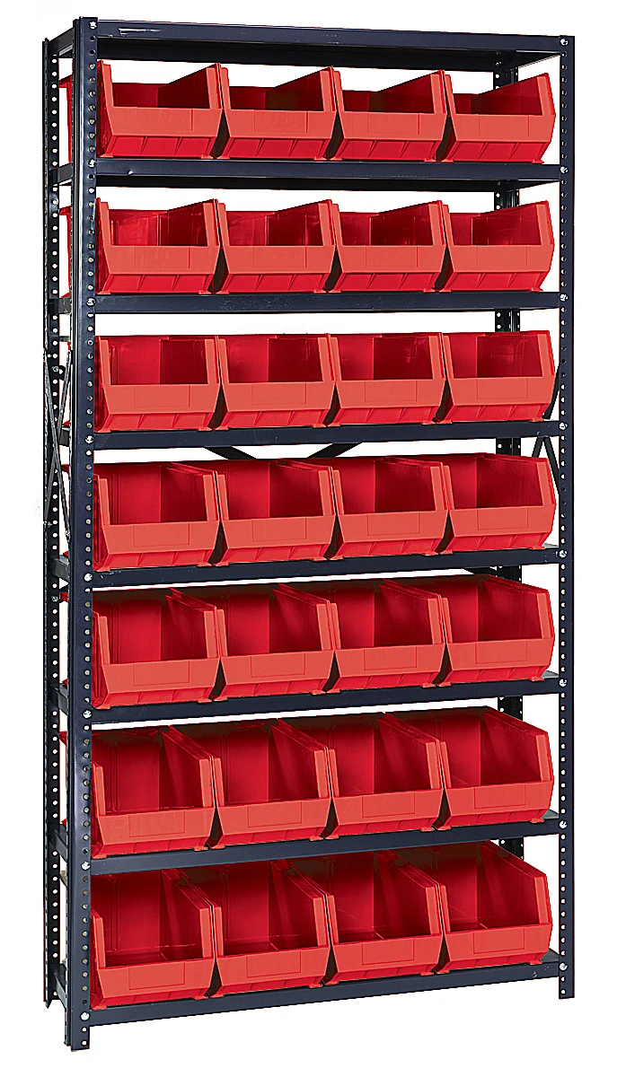 Quantum QSBU-240RD Shelving Unit, 12"D x 36"L x 75"H, 400 lb capacity, Gray