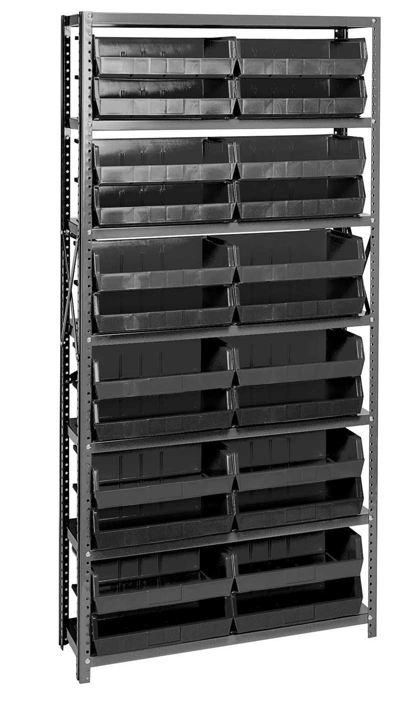 Quantum QSBU-245BK Shelving Unit, 12"D x 36"L x 75"H, 400 lb capacity, Gray