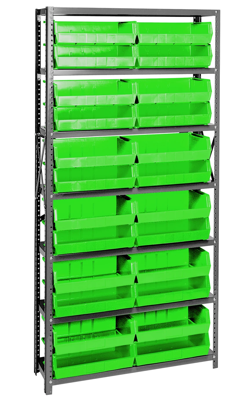 Quantum QSBU-245GN Shelving Unit, 12"D x 36"L x 75"H, 400 lb capacity, Gray