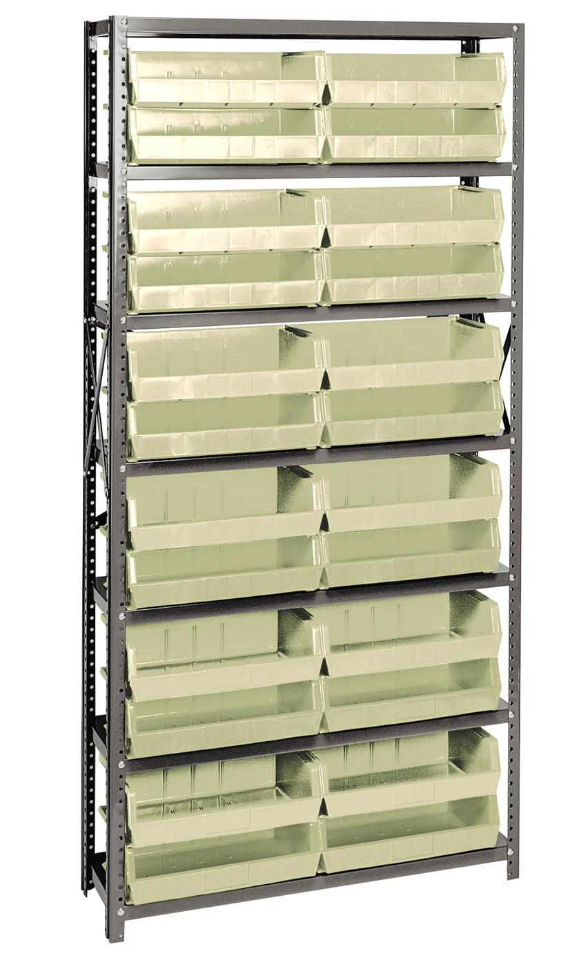 Quantum QSBU-245IV Shelving Unit, 12"D x 36"L x 75"H, 400 lb capacity, Gray