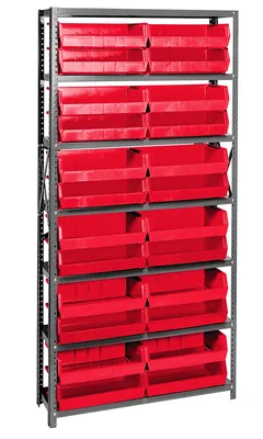 Quantum QSBU-245RD Shelving Unit, 12"D x 36"L x 75"H, 400 lb capacity, Gray