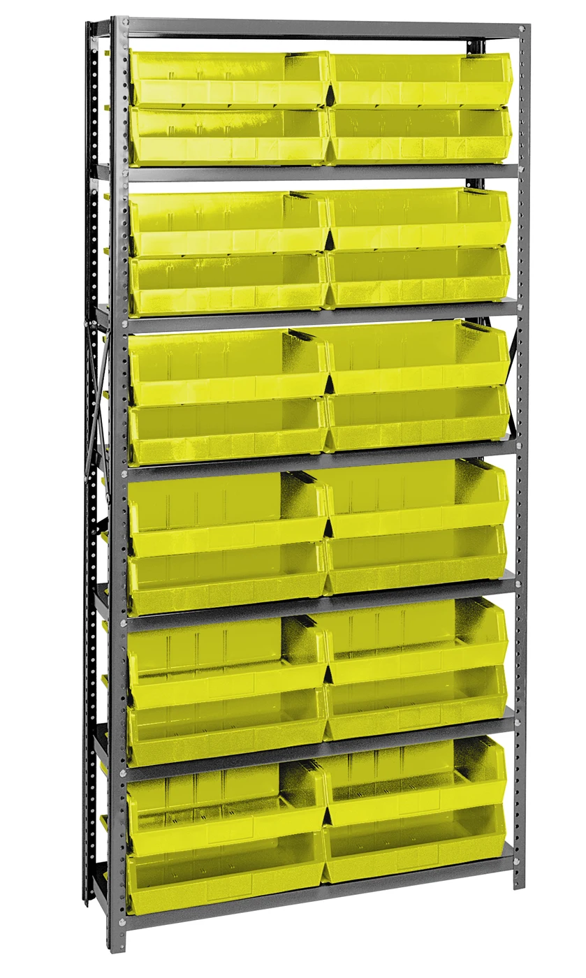 Quantum QSBU-245YL Shelving Unit, 12"D x 36"L x 75"H, 400 lb capacity, Gray