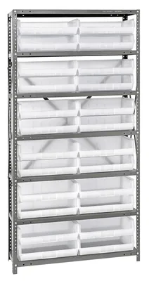 Quantum QSBU-245CL Shelving Unit, 12"D x 36"L x 75"H, 400 lb capacity, Gray