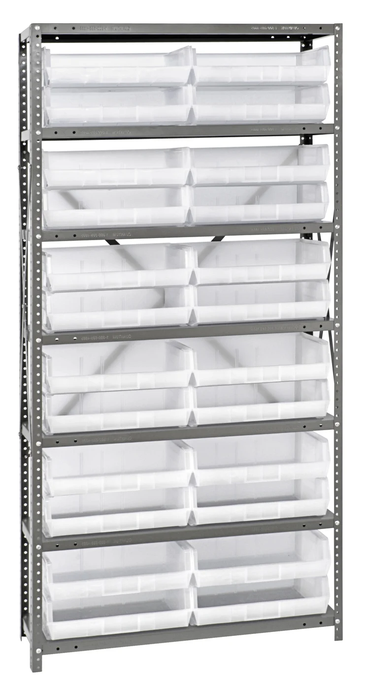 Quantum QSBU-245CL Shelving Unit, 12"D x 36"L x 75"H, 400 lb capacity, Gray