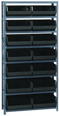 Quantum QSBU-18-250BK Shelving Unit, 18"D x 36"W x 75"H, 400 lb capacity, Gray