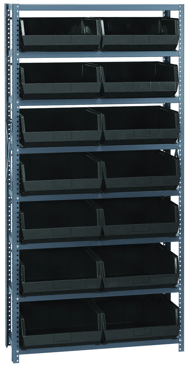 Quantum QSBU-250BK Shelving Unit, 12"D x 36"L x 75"H, 400 lb capacity, Gray