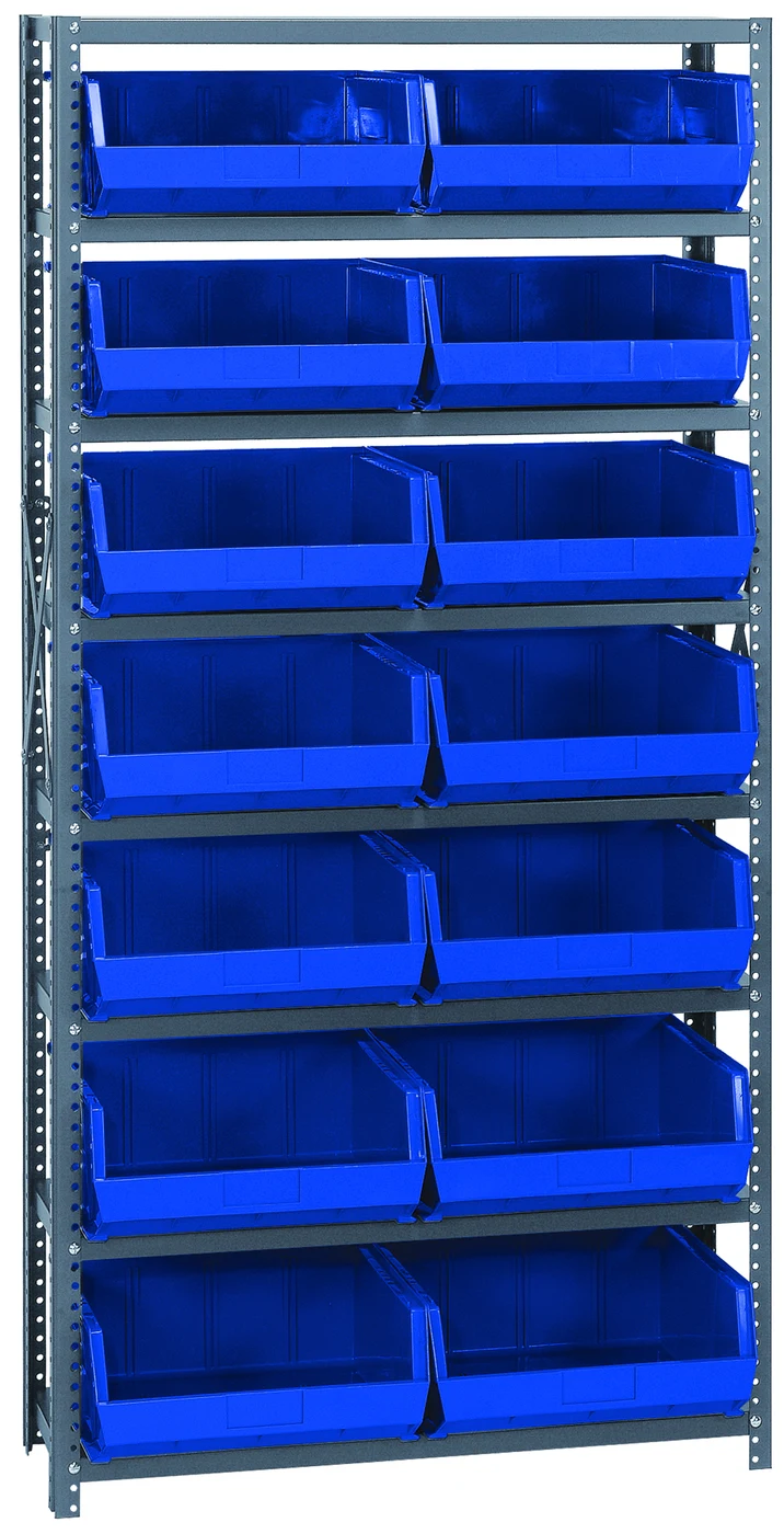 Quantum QSBU-255BL Shelving Unit, 18"D x 36"L x 75"H, 400 lb capacity, Gray