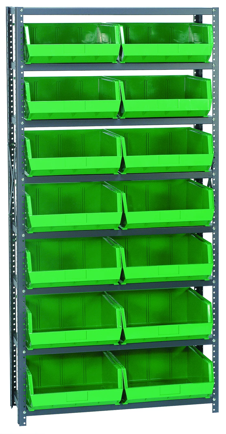 Quantum QSBU-18-250GN Shelving Unit, 18"D x 36"W x 75"H, 400 lb capacity, Gray