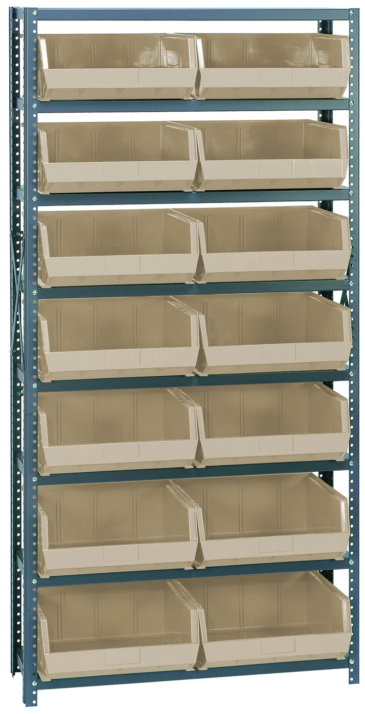 Quantum QSBU-250IV Shelving Unit, 12"D x 36"L x 75"H, 400 lb capacity, Gray