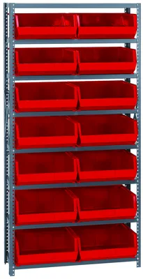 Quantum QSBU-18-250RD Shelving Unit, 18"D x 36"W x 75"H, 400 lb capacity, Gray