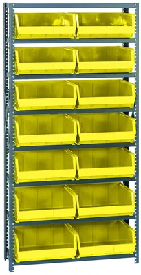 Quantum QSBU-18-250YL Shelving Unit, 18"D x 36"W x 75"H, 400 lb capacity, Gray