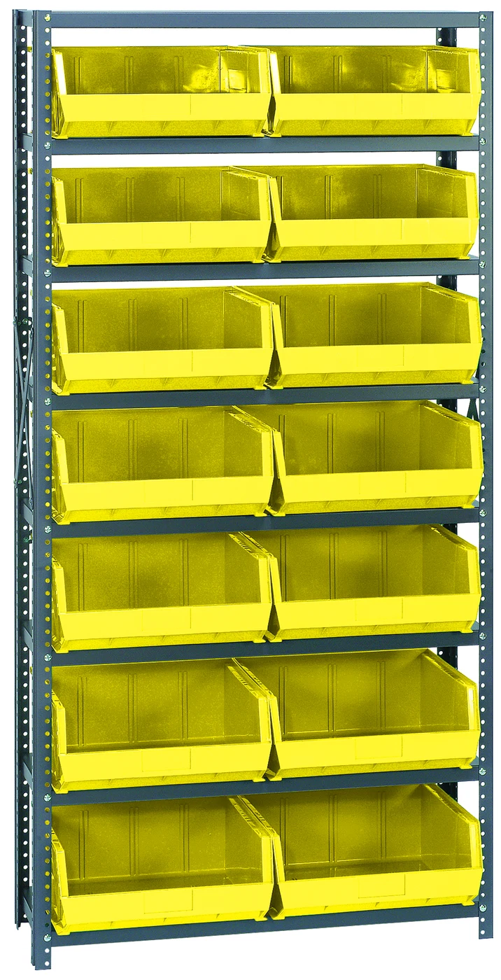 Quantum QSBU-18-250YL Shelving Unit, 18"D x 36"W x 75"H, 400 lb capacity, Gray