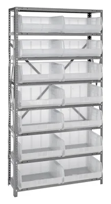 Quantum QSBU-255CL Shelving Unit, 18"D x 36"L x 75"H, 400 lb capacity, Gray