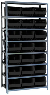 Quantum QSBU-255BK Shelving Unit, 18"D x 36"L x 75"H, 400 lb capacity, Gray
