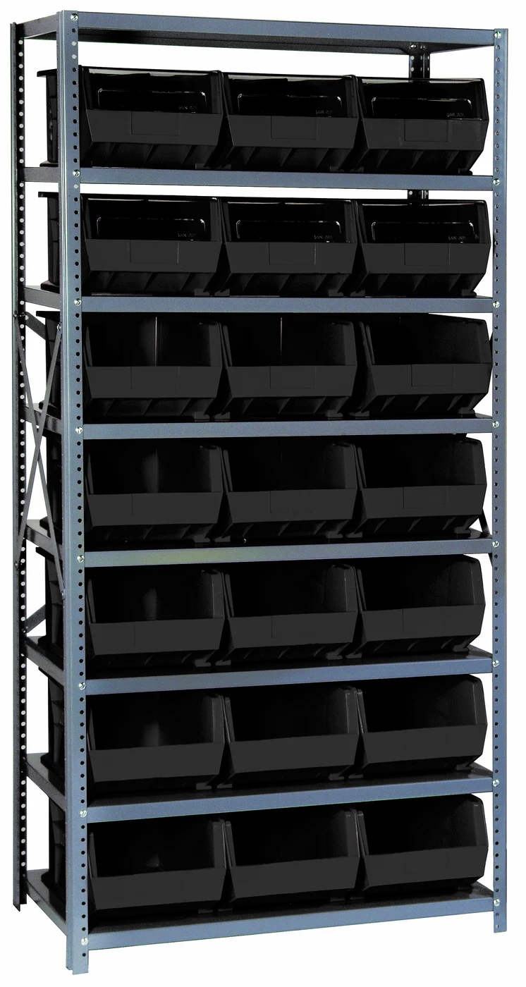 Quantum QSBU-255BK Shelving Unit, 18"D x 36"L x 75"H, 400 lb capacity, Gray