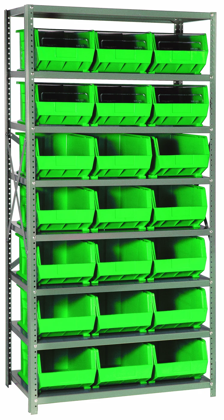 Quantum QSBU-255GN Shelving Unit, 18"D x 36"L x 75"H, 400 lb capacity, Gray
