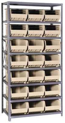 Quantum QSBU-255IV Shelving Unit, 18"D x 36"L x 75"H, 400 lb capacity, Gray