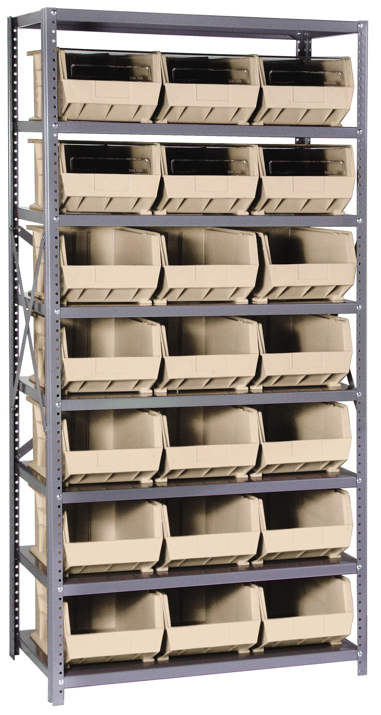 Quantum QSBU-255IV Shelving Unit, 18"D x 36"L x 75"H, 400 lb capacity, Gray