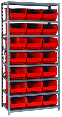 Quantum QSBU-255RD Shelving Unit, 18"D x 36"L x 75"H, 400 lb capacity, Gray