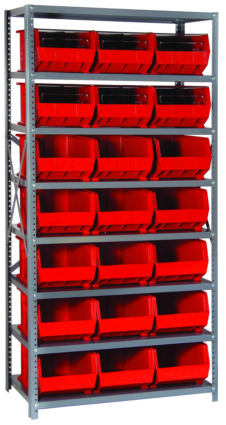 Quantum QSBU-255RD Shelving Unit, 18"D x 36"L x 75"H, 400 lb capacity, Gray