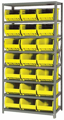 Quantum QSBU-255YL Shelving Unit, 18"D x 36"L x 75"H, 400 lb capacity, Gray