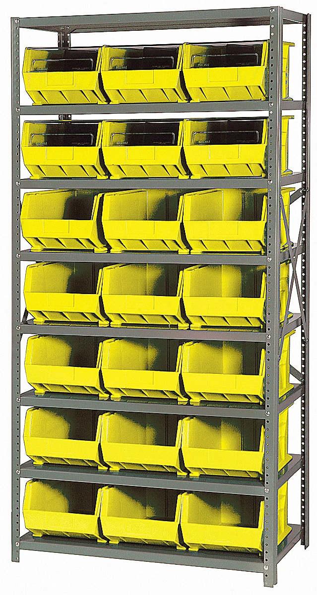 Quantum QSBU-255YL Shelving Unit, 18"D x 36"L x 75"H, 400 lb capacity, Gray