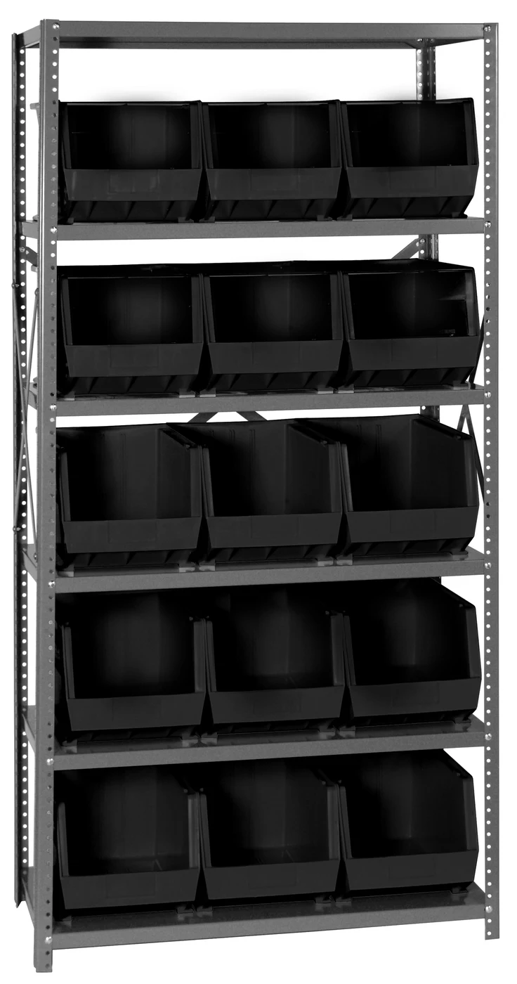 Quantum QSBU-260BK Shelving Unit, 18"D x 36"L x 75"H, 400 lb capacity, Gray