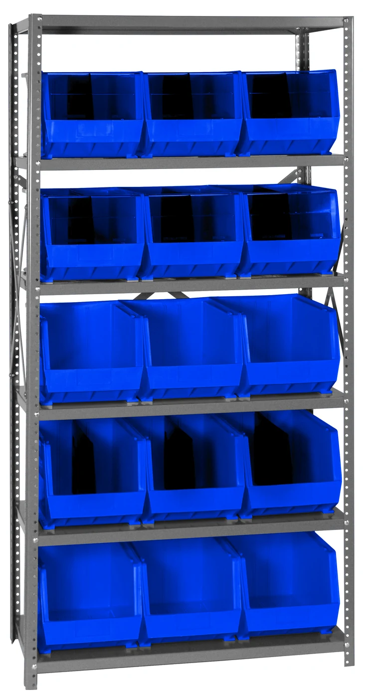 Quantum QSBU-260BL Shelving Unit, 18"D x 36"L x 75"H, 400 lb capacity, Gray