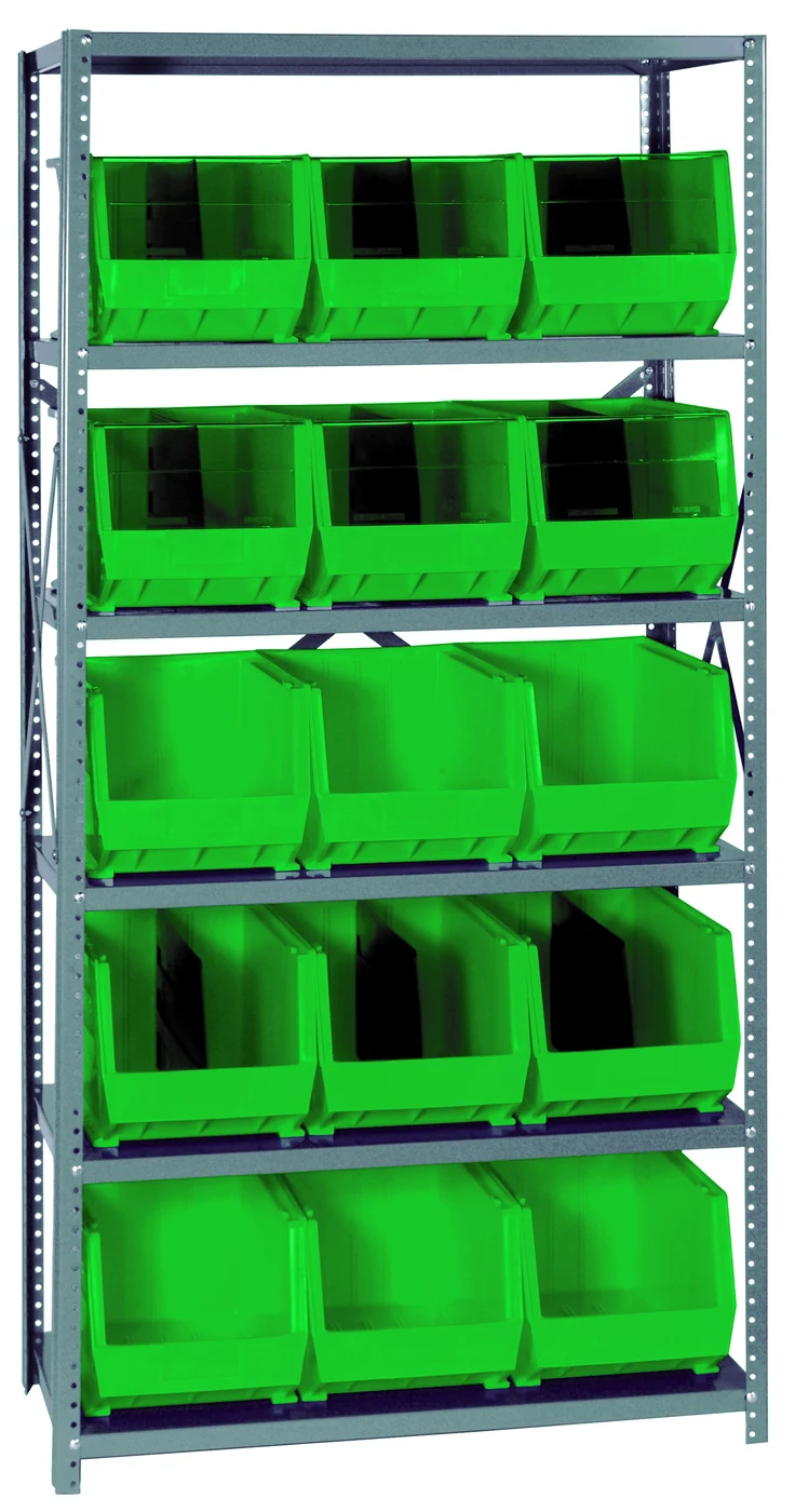 Quantum QSBU-260GN Shelving Unit, 18"D x 36"L x 75"H, 400 lb capacity, Gray