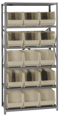 Quantum QSBU-260IV Shelving Unit, 18"D x 36"L x 75"H, 400 lb capacity, Gray