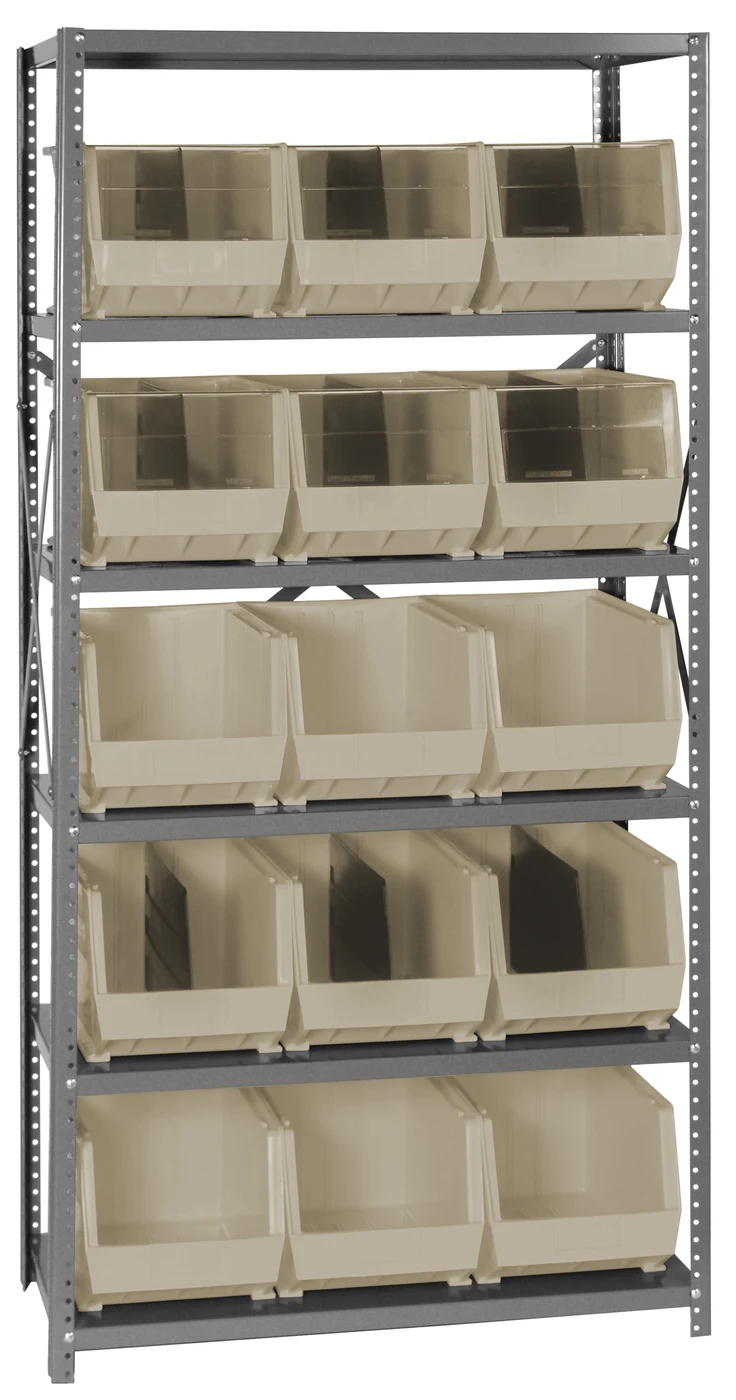 Quantum QSBU-260IV Shelving Unit, 18"D x 36"L x 75"H, 400 lb capacity, Gray