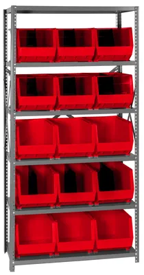 Quantum QSBU-260RD Shelving Unit, 18"D x 36"L x 75"H, 400 lb capacity, Gray