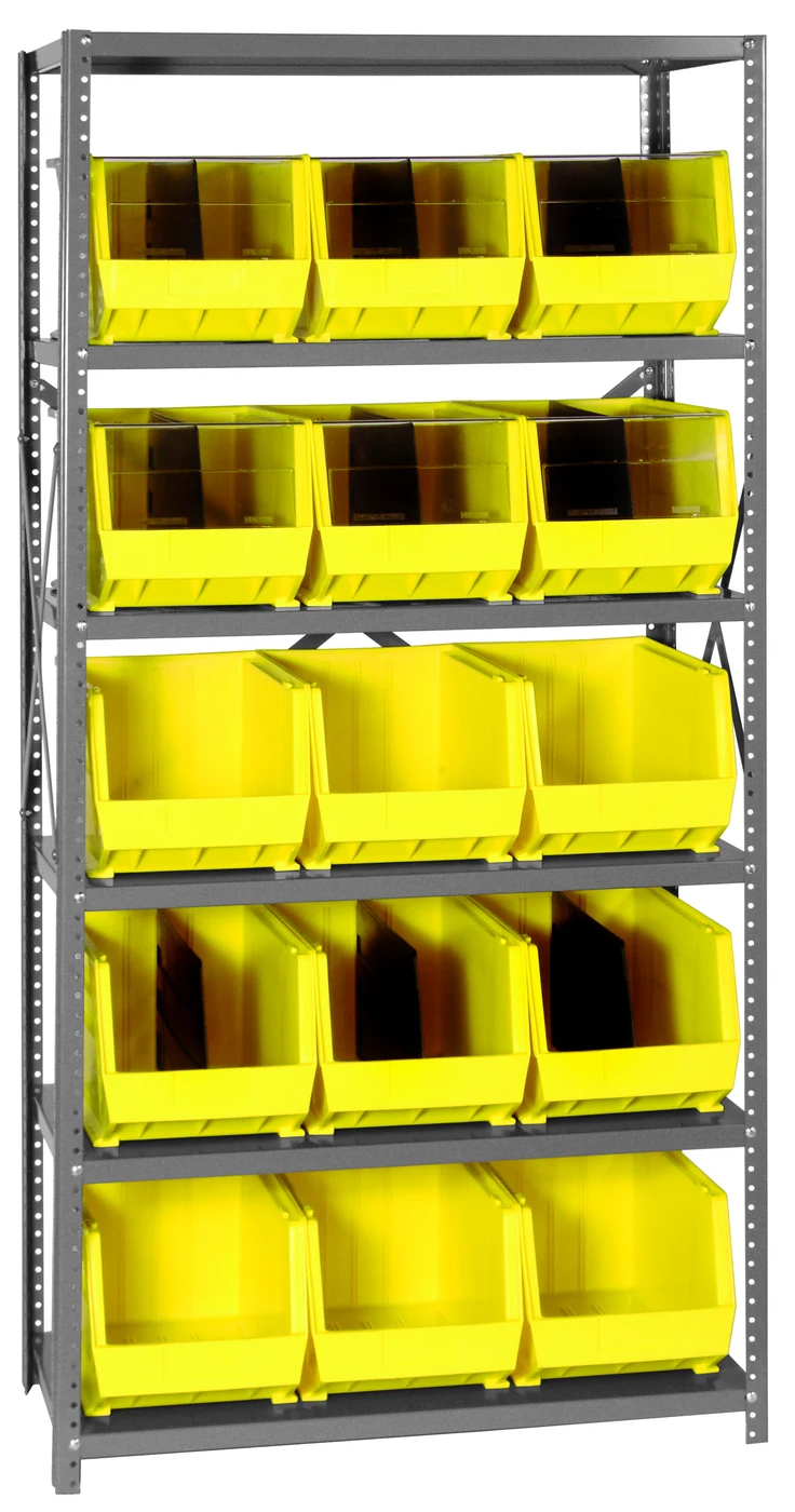 Quantum QSBU-260YL Shelving Unit, 18"D x 36"L x 75"H, 400 lb capacity, Gray