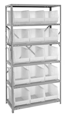 Quantum QSBU-260CL Shelving Unit, 18"D x 36"L x 75"H, 400 lb capacity, Gray