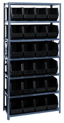 Quantum QSBU-265BK Shelving Unit, 18"D x 36"L x 75"H, 400 lb capacity, Gray