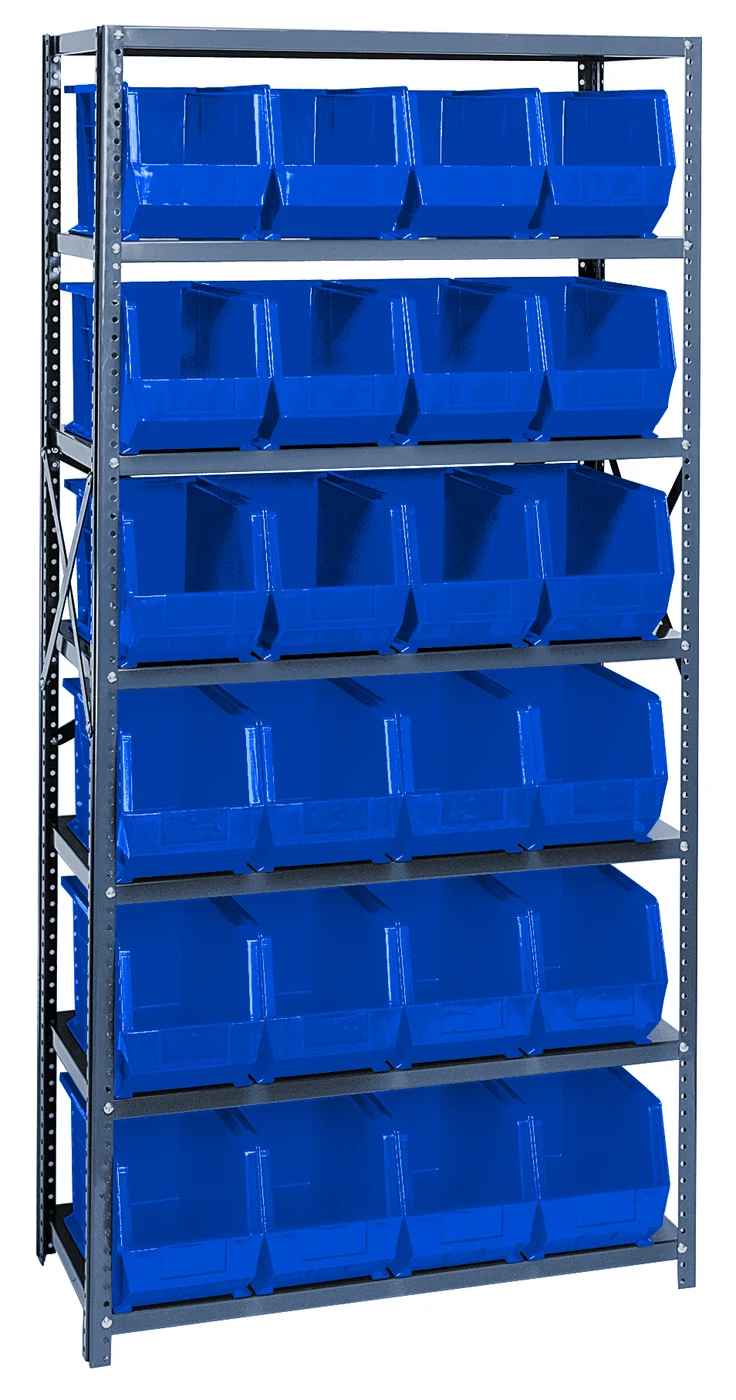 Quantum QSBU-265BL Shelving Unit, 18"D x 36"L x 75"H, 400 lb capacity, Gray