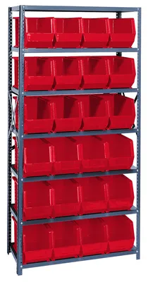 Quantum QSBU-265RD Shelving Unit, 18"D x 36"L x 75"H, 400 lb capacity, Gray