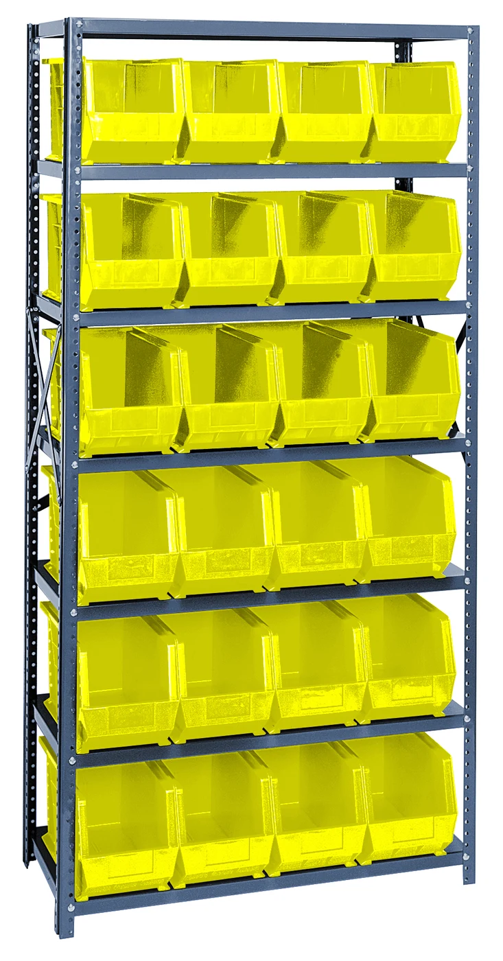 Quantum QSBU-265YL Shelving Unit, 18"D x 36"L x 75"H, 400 lb capacity, Gray