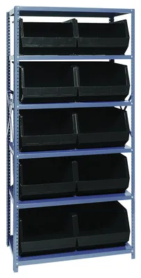 Quantum QSBU-270BK Shelving Unit, 18"D x 36"L x 75"H, 400 lb capacity, Gray