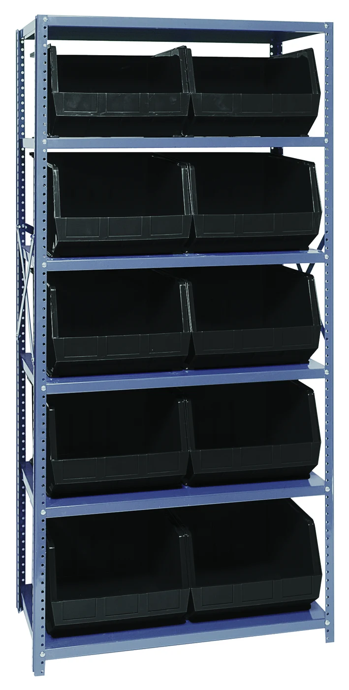 Quantum QSBU-270BK Shelving Unit, 18"D x 36"L x 75"H, 400 lb capacity, Gray