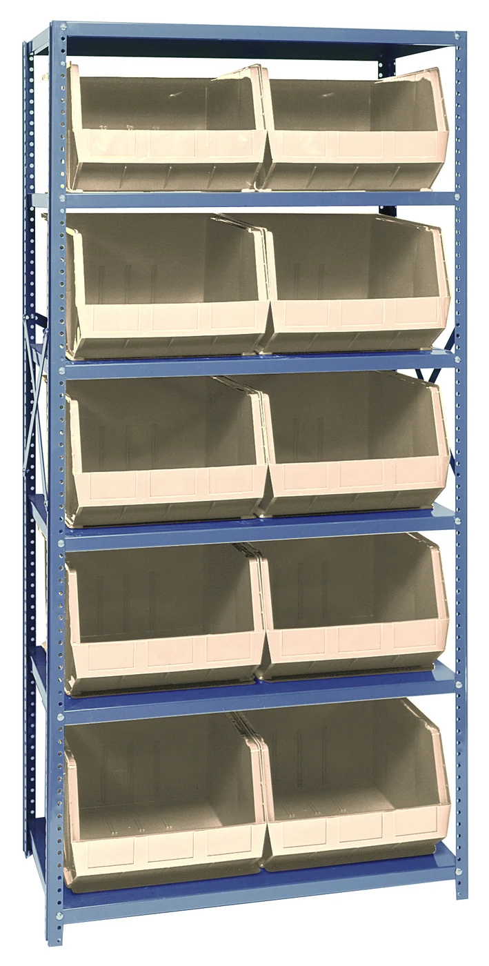 Quantum QSBU-270IV Shelving Unit, 18"D x 36"L x 75"H, 400 lb capacity, Gray
